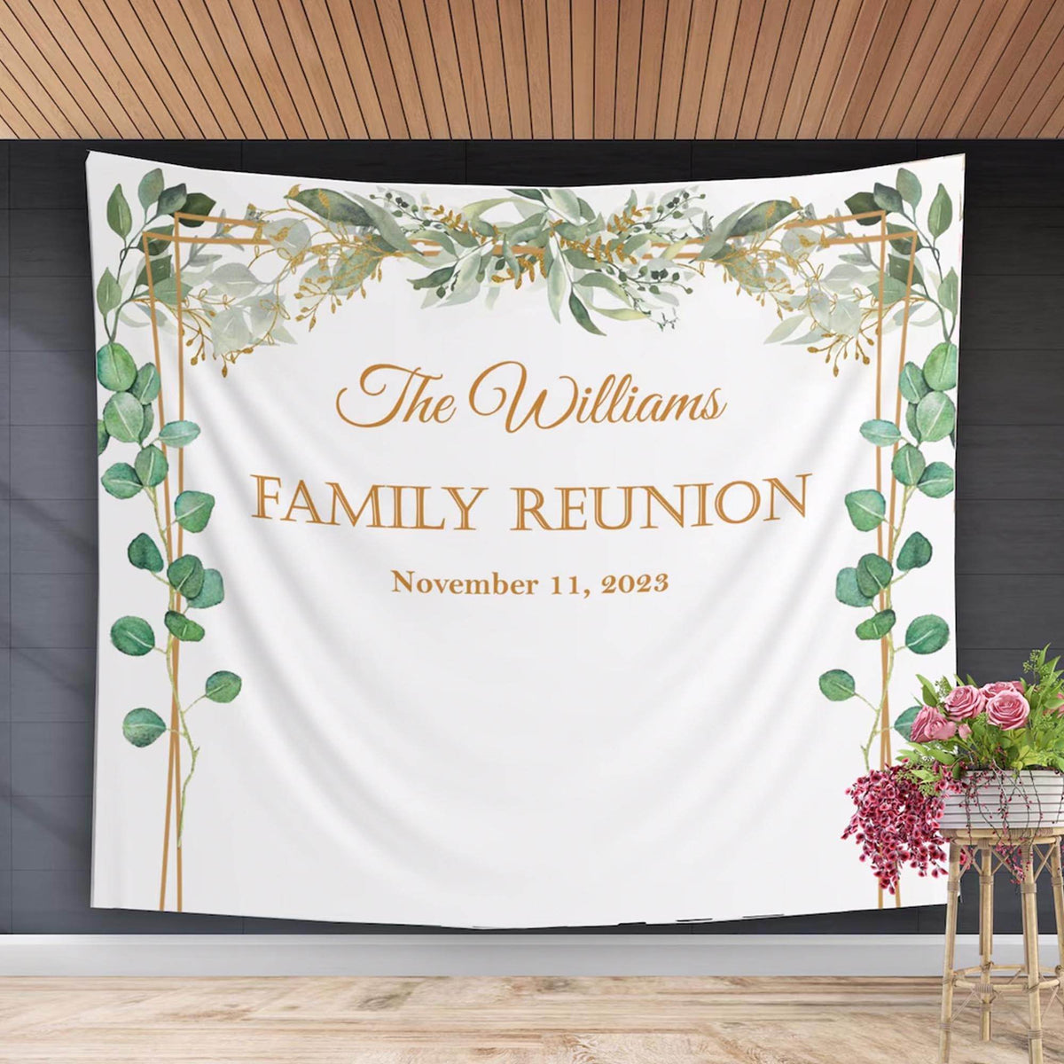 Greenery Family Reunion Party Backdrop - iJay Backdrops
