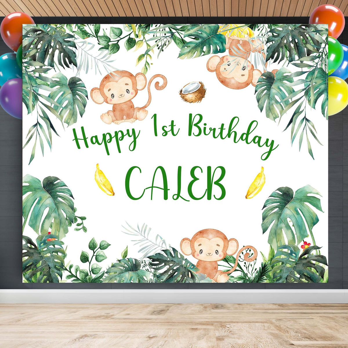 Monkey Banana Birthday Party Backdrop