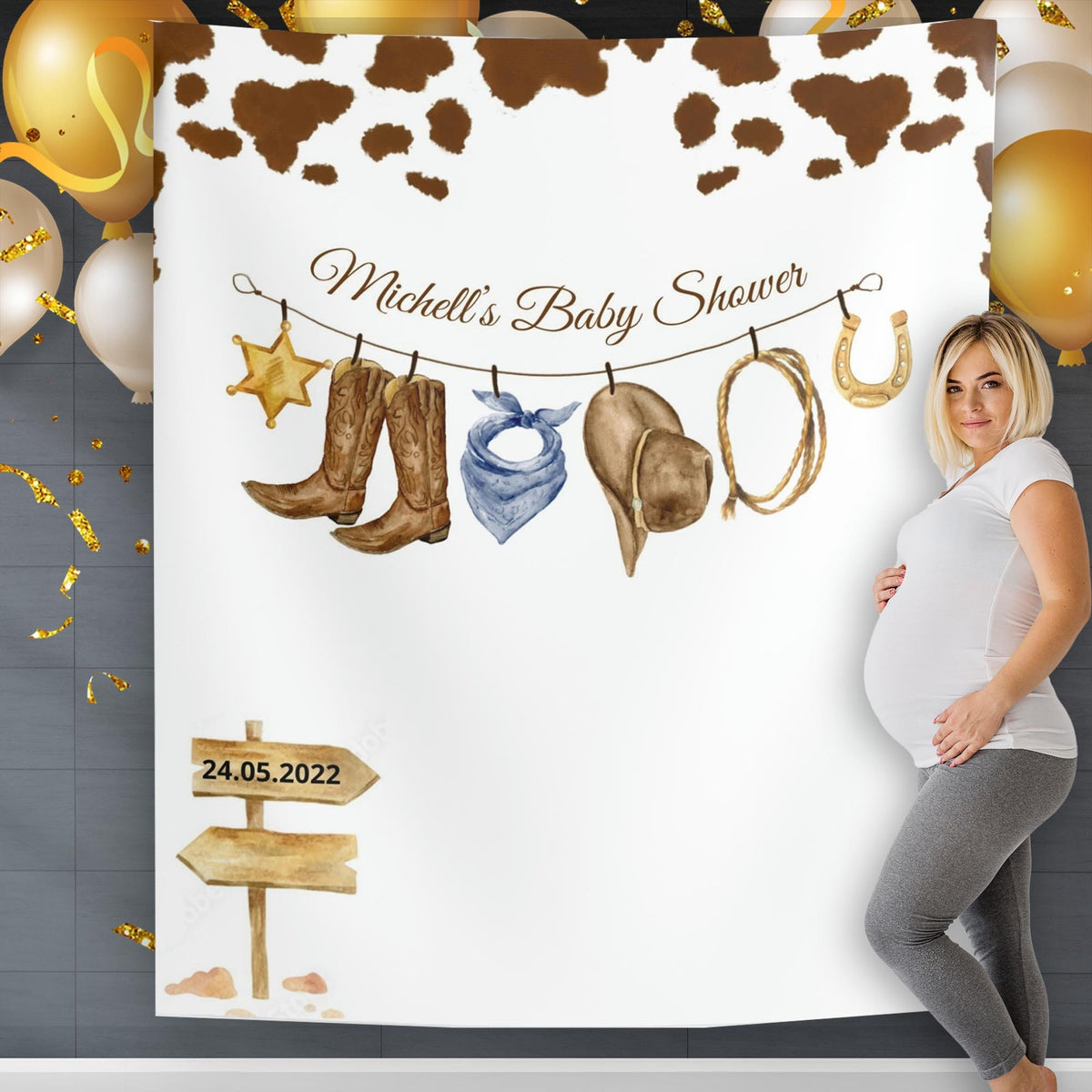 Cow Print Baby Shower Backdrop