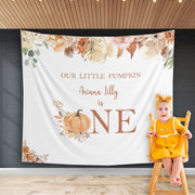 Autumn Girl Little Pumpkin First Birthday Backdrop