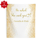 Custom Text Backdrop Personalized Party Decoration Gold Glitter Banner Birthday Party Background Wedding Photobooth Engagement Tapestry