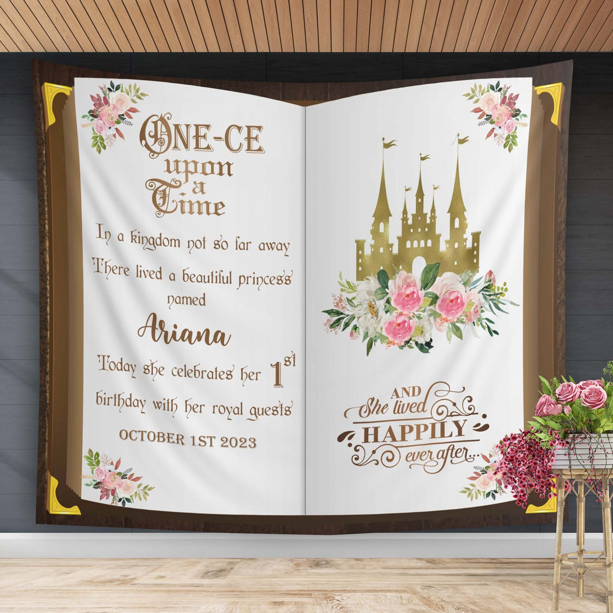 First Birthday Onece upon a time Princess Backdrop