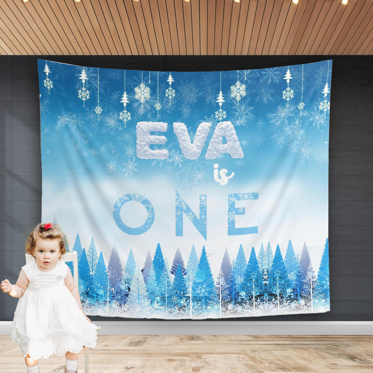 Winter Snow Birthday Backdrop
