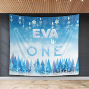 Winter Snow Birthday Backdrop Snowflakes Blue Party Banner Princess First Birthday Background Custom Backdrop Ice Photobooth Girl Party