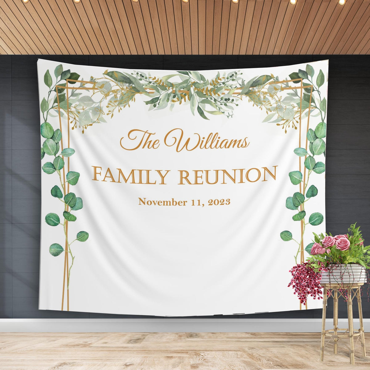 Greenery Family Reunion Backdrop Green Leaves Banner Family Get Together Party Family Thanksgiving Decoration Siblings Cousins Gathering