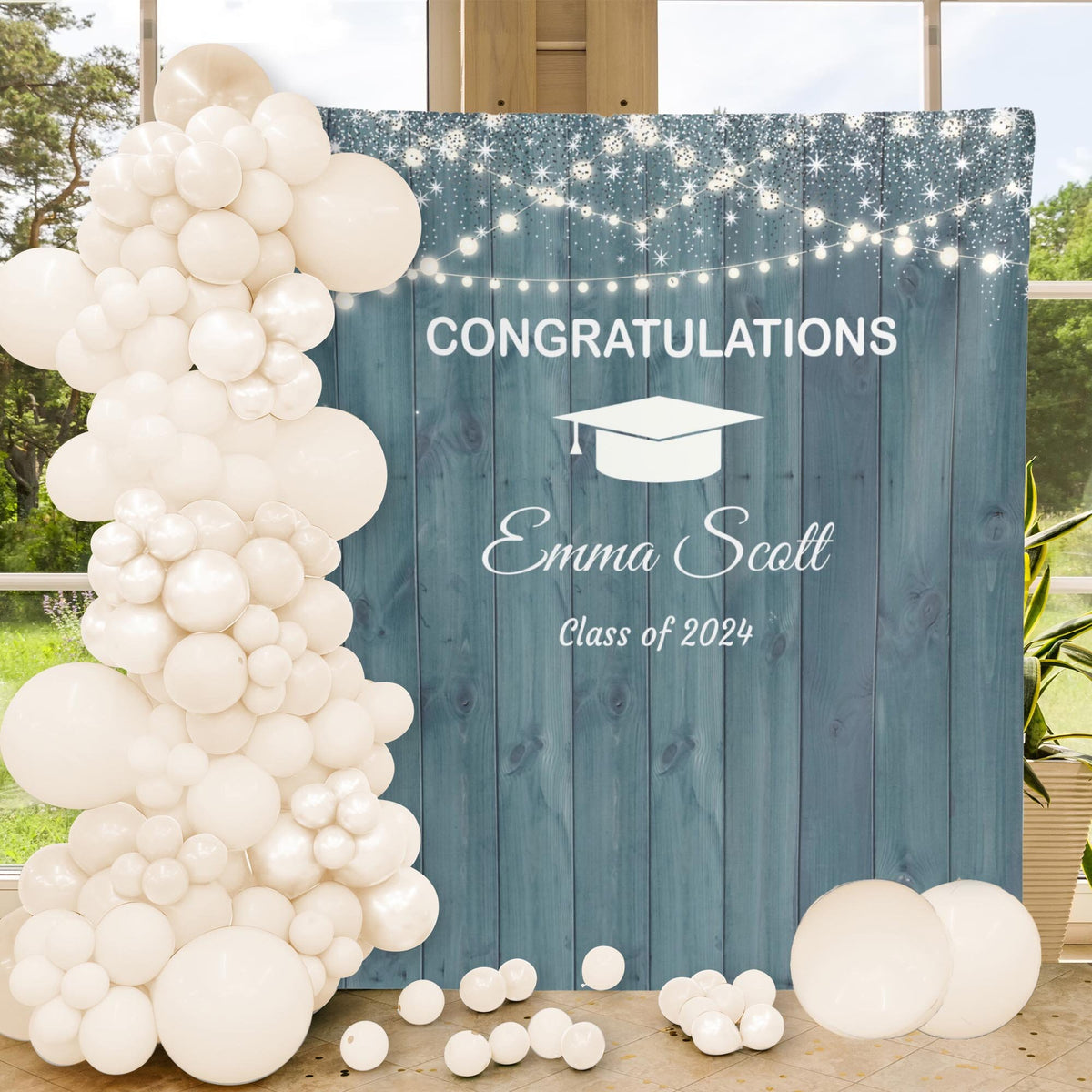 Dusty Blue Graduation Backdrop 2024