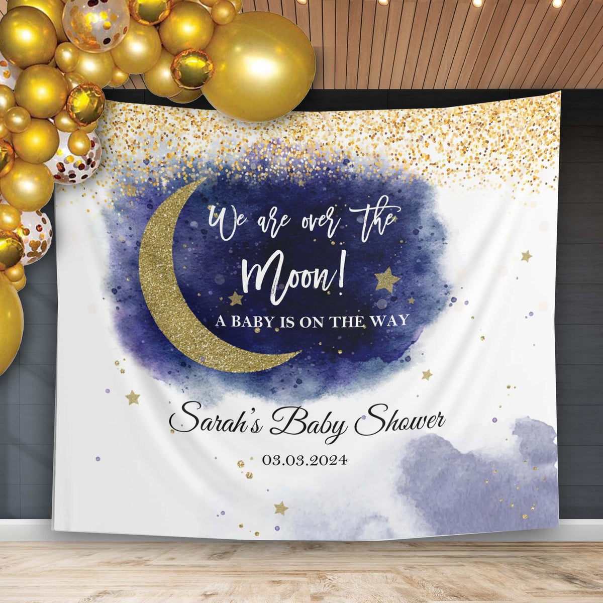 We are Over the Moon Baby Shower Backdrop