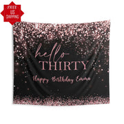 30th Birthday Party Decoration Rosegold Glitter Banner