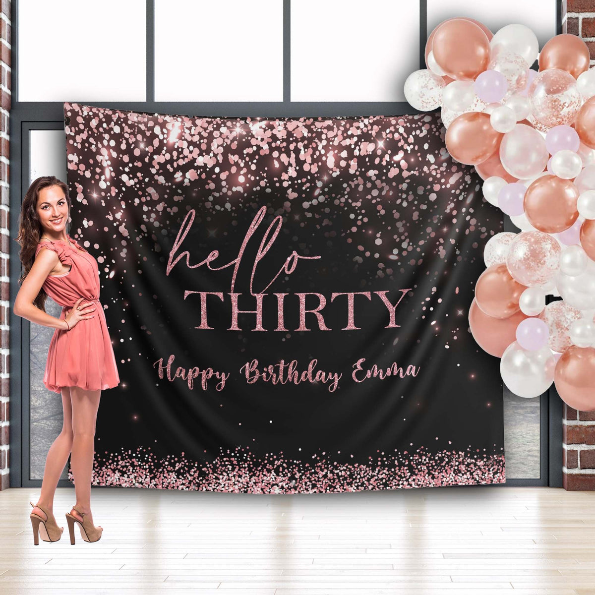 Hello Thirty Birthday Backdrop