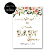 Girl Baby Shower Welcome Sign Foam Board Custom Blush Pink Floral Baby Shower Decoration Welcome Poster Baby Sprinkle Printed and Shipped