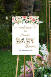 Printed Baby Shower Welcome Sign Custom Blush Pink Floral Foam Board Baby Shower Decoration Welcome Poster Baby Sprinkle Printed and Shipped