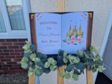 Princess Baby Shower Welcome Sign Printed Sign Royal Castle Book Sign Blush Floral Baby Shower Decoration Personalized Party Poster