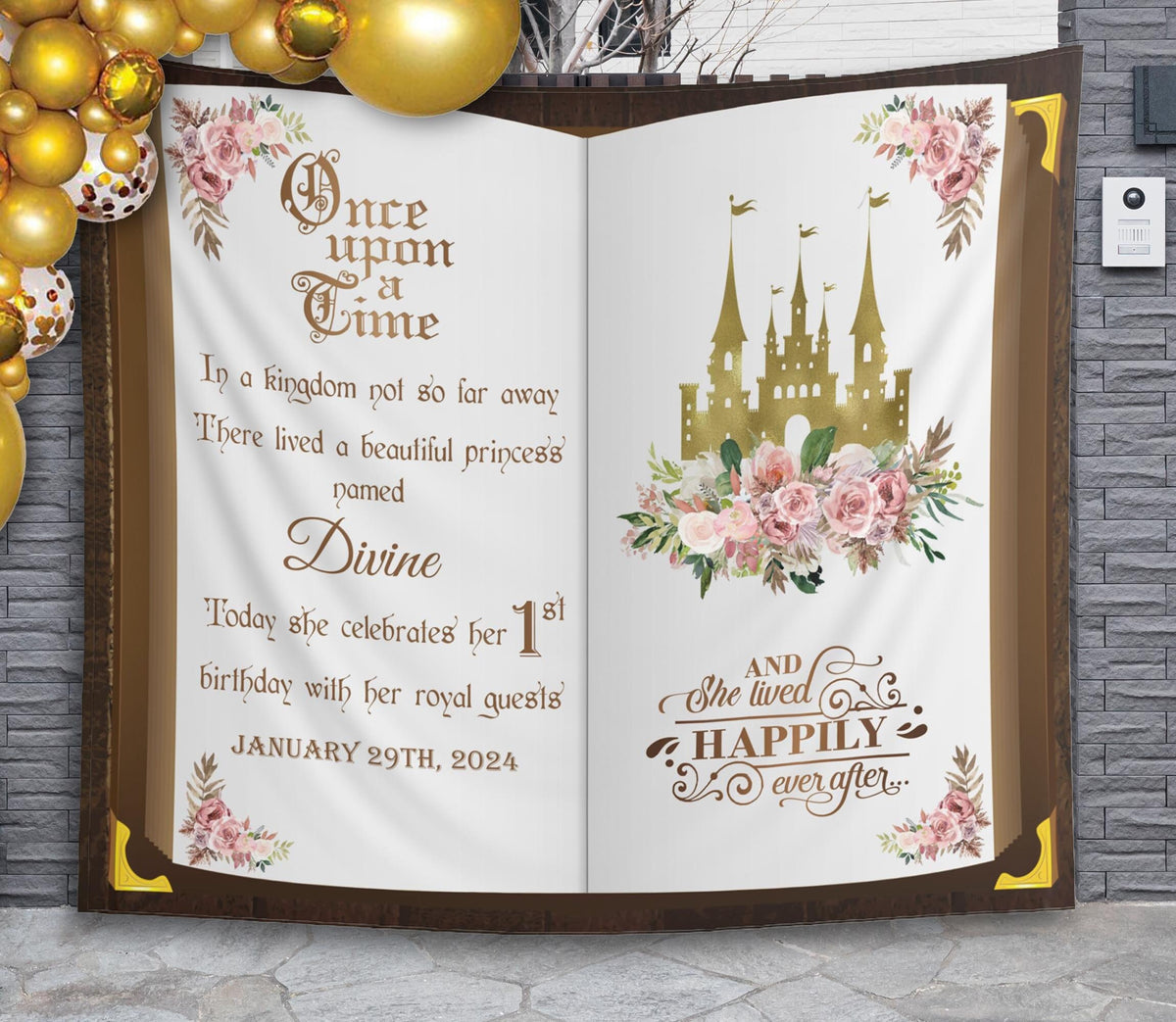 Rose Gold Princess Birthday Backdrop