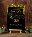 Black and Gold Glitter Welcome Poster Foamboard Birthday Welcome Sign Gold Welcome Sign Printed and Shipped Foam Board Birthday Dinner