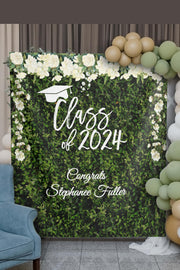 Class of 2025 Grass Wall Graduation Backdrop Fabric Hedge Wall Grad Party Decor Congrats Grad High School Prom Banner College Grad Sign