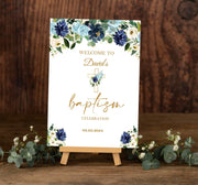 Navy Blue Baptism Welcome Sign Foamboard
