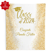White Gold Grad Backdrop Grad Hat Decor
