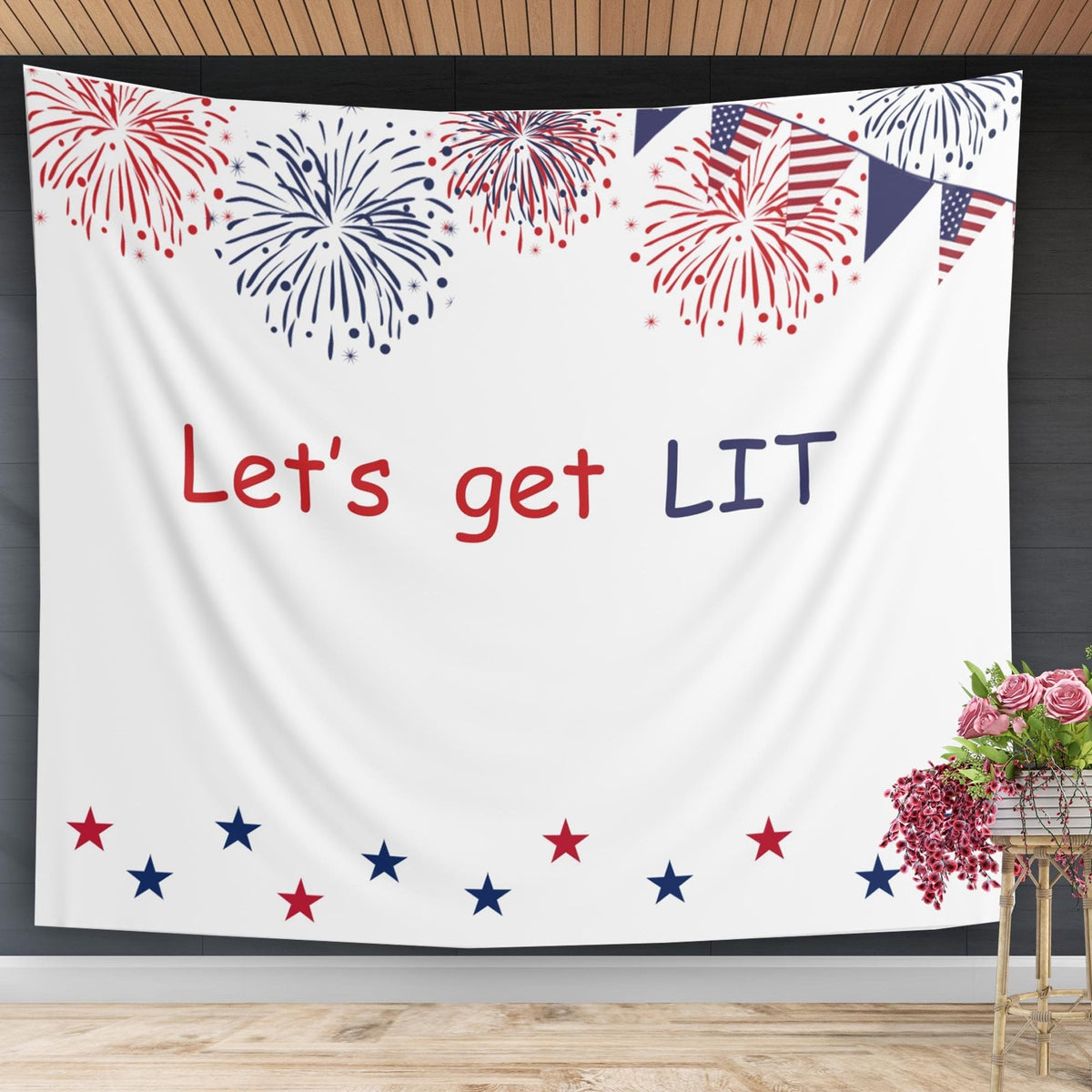 4th July Memorial Day Banner lets get lit