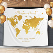 Adventure Map Baby Shower Backdrop Travel Themed Baby Shower