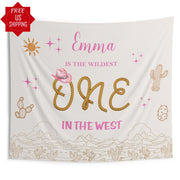 Girl's Wildest One in the West Backdrop Cowgirl First Birthday Banner Girl's Western 1st Birthday Decor Country Desert Photobooth High Chair