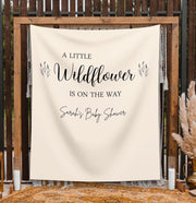 A Little Wildflower is on the Way Backdrop Custom Wildflower Theme Baby Shower Sign Decoration