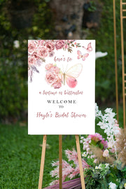 Purple Butterfly Bridal Shower Sign Lilac Floral Butterfly Wedding Shower Foam Board Lifetime of Butterflies Bridal Brunch Poster Future Mrs