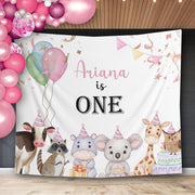 Party Animals Farm Girl Birthday Backdrop Pink Farm Birthday Party Banner
