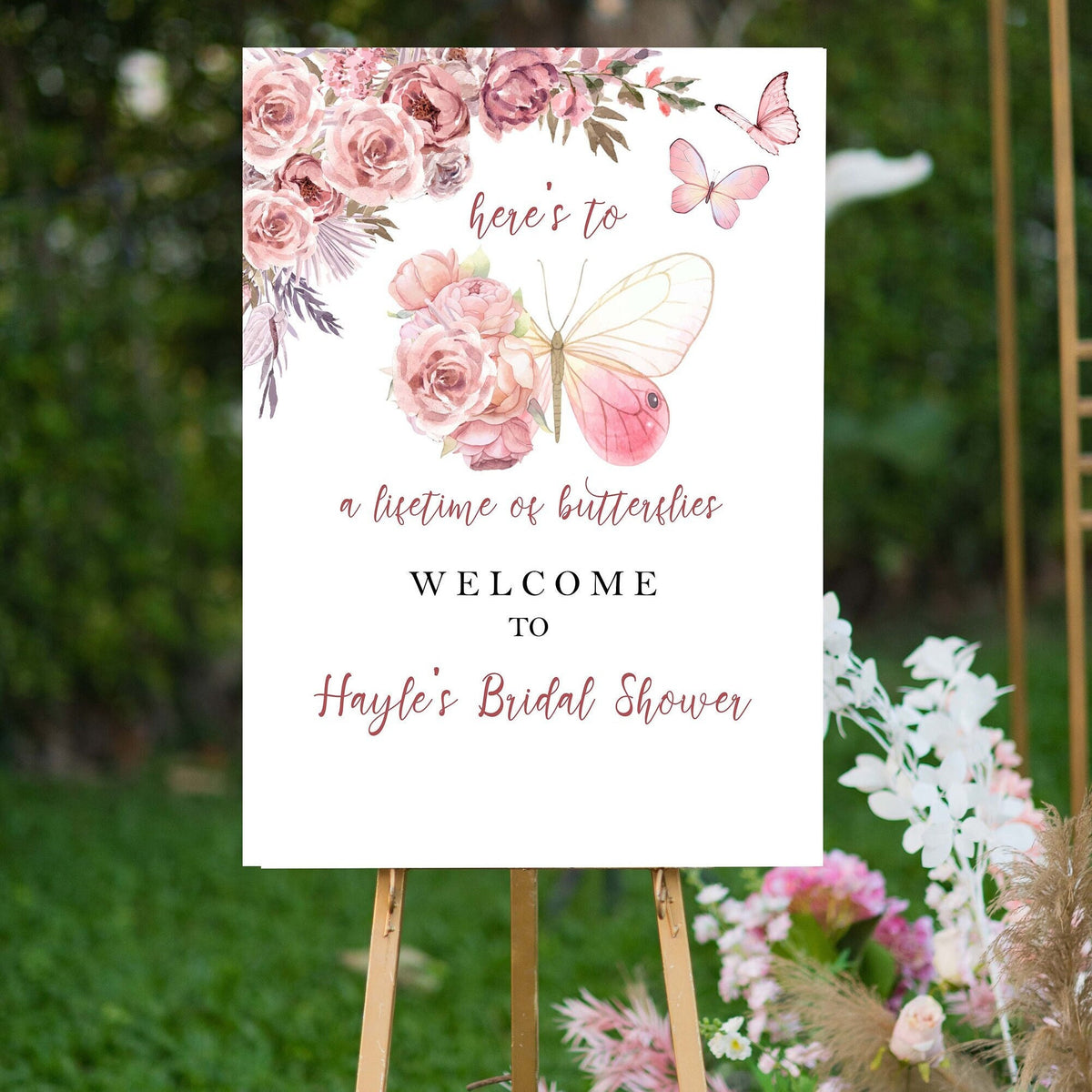 Butterfly Bridal Shower Sign Floral Blush Butterfly Wedding Shower Foam Board