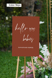 Hello Babies Minimalist Baby Shower Sign Twins Baby Shower Gender Neutral Poster Terracotta Baby Shower Foamboard Hello Baby Sprinkle