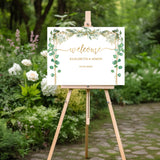 Custom Wedding Sign Poster Greenery Wedding Welcome Sign Foam Board Printed Eucalyptus Welcome Signage Personalized Engagement Sign