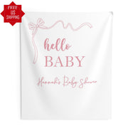 Baby Sprinkle Banner Blush Ribbon Modern Shower Decor Personalized Backdrop