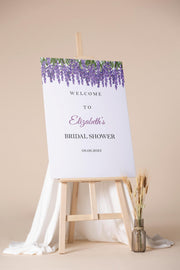 Bridal Shower Sign Lavender Printed Welcome Poster Purple Floral Greenery Bridal Shower Foam Board Lilac Decor Personalized Sign