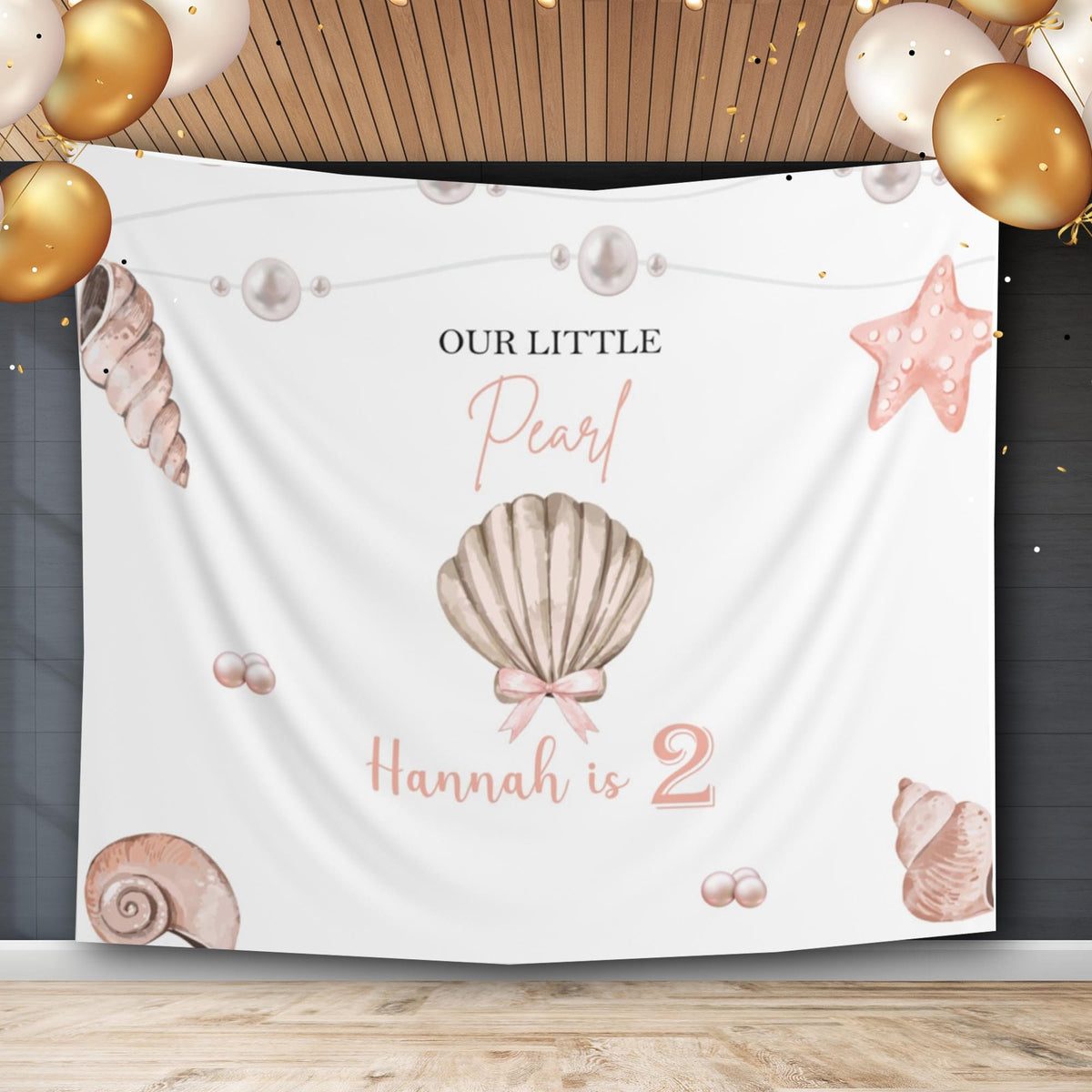 Pearl Under the Sea Birthday Backdrop Sea Shells Party Banner