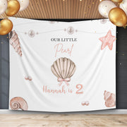 Pearl Under the Sea Birthday Backdrop Sea Shells Party Banner