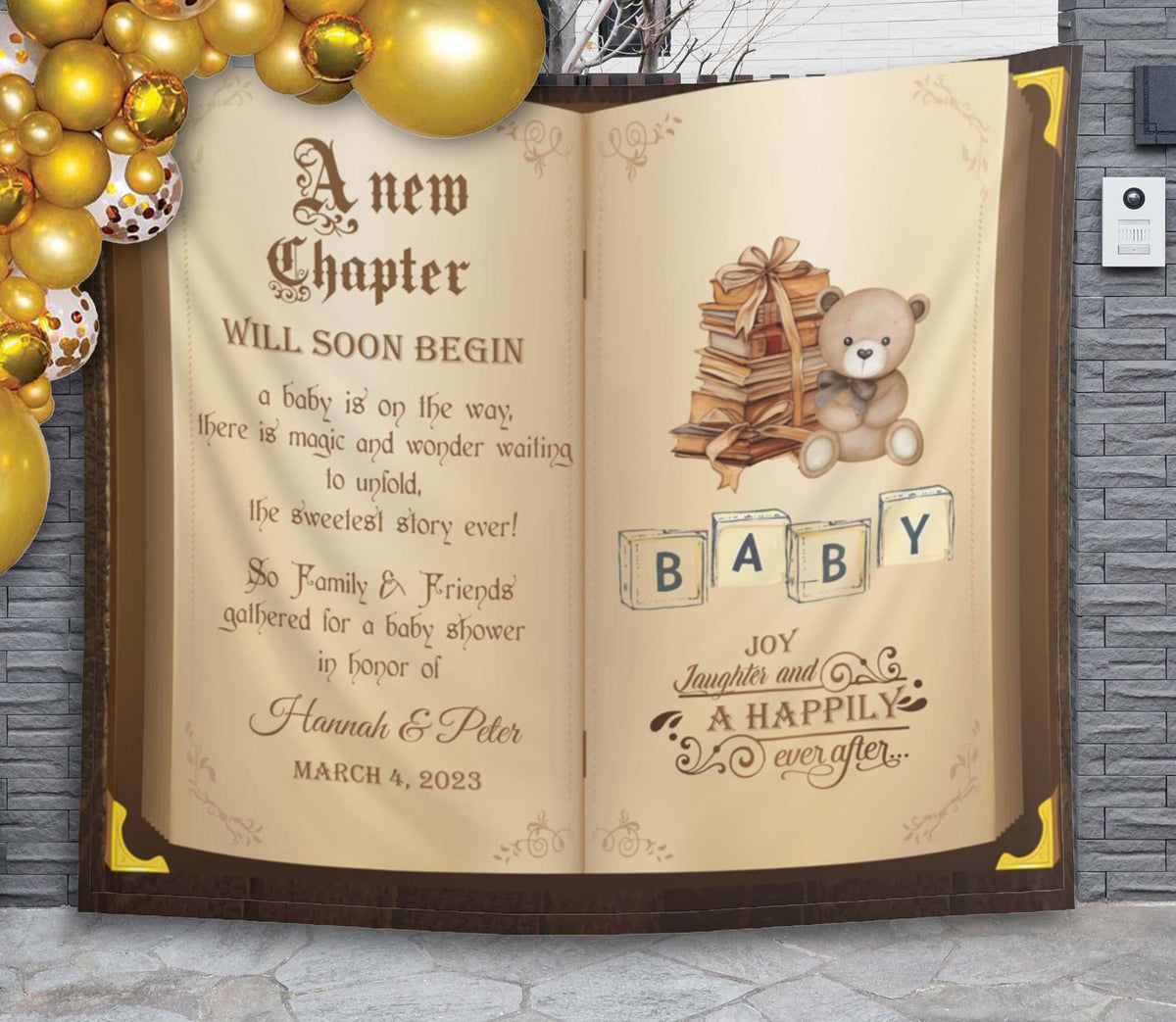 Vintage New Chapter Story Book Baby Shower Backdrop