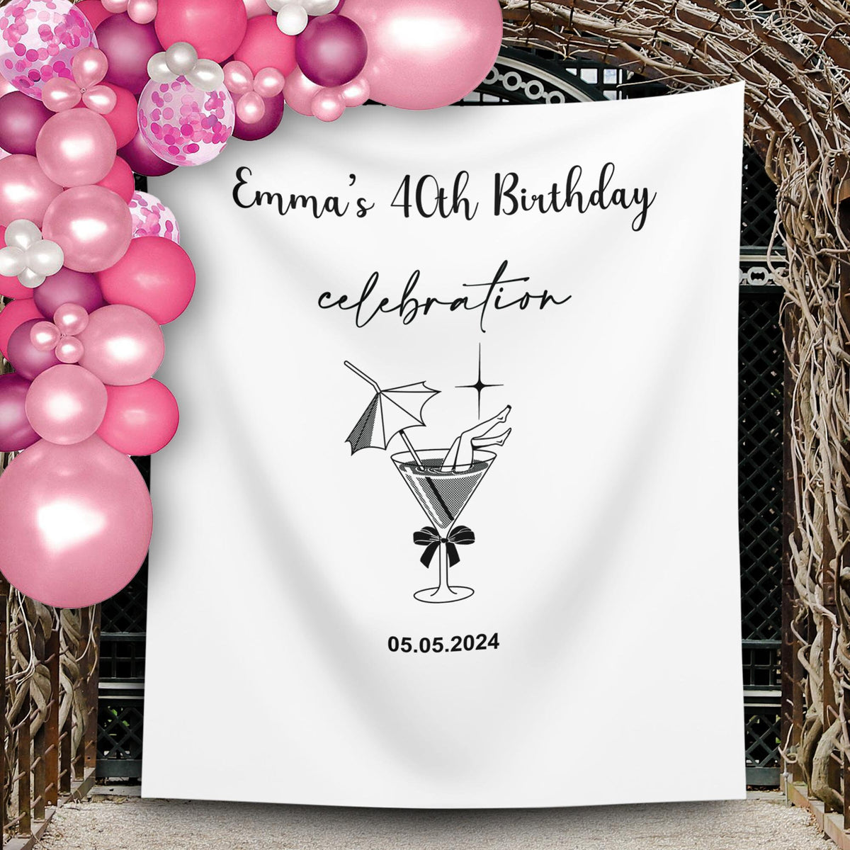 Cocktail Party Backdrop Personalized Social Club Birthday Decoration