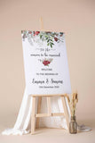 Welcome Foamboard Xmas Wedding Poster Red Greenery Floral Decor Printed