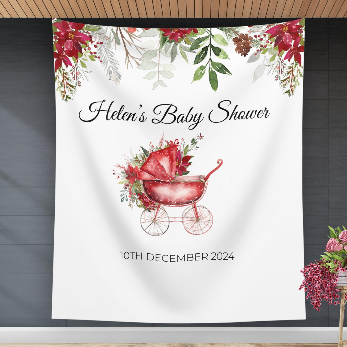 Christmas Baby Shower Decor Santa Holiday Baby Sprinkle Backdrop