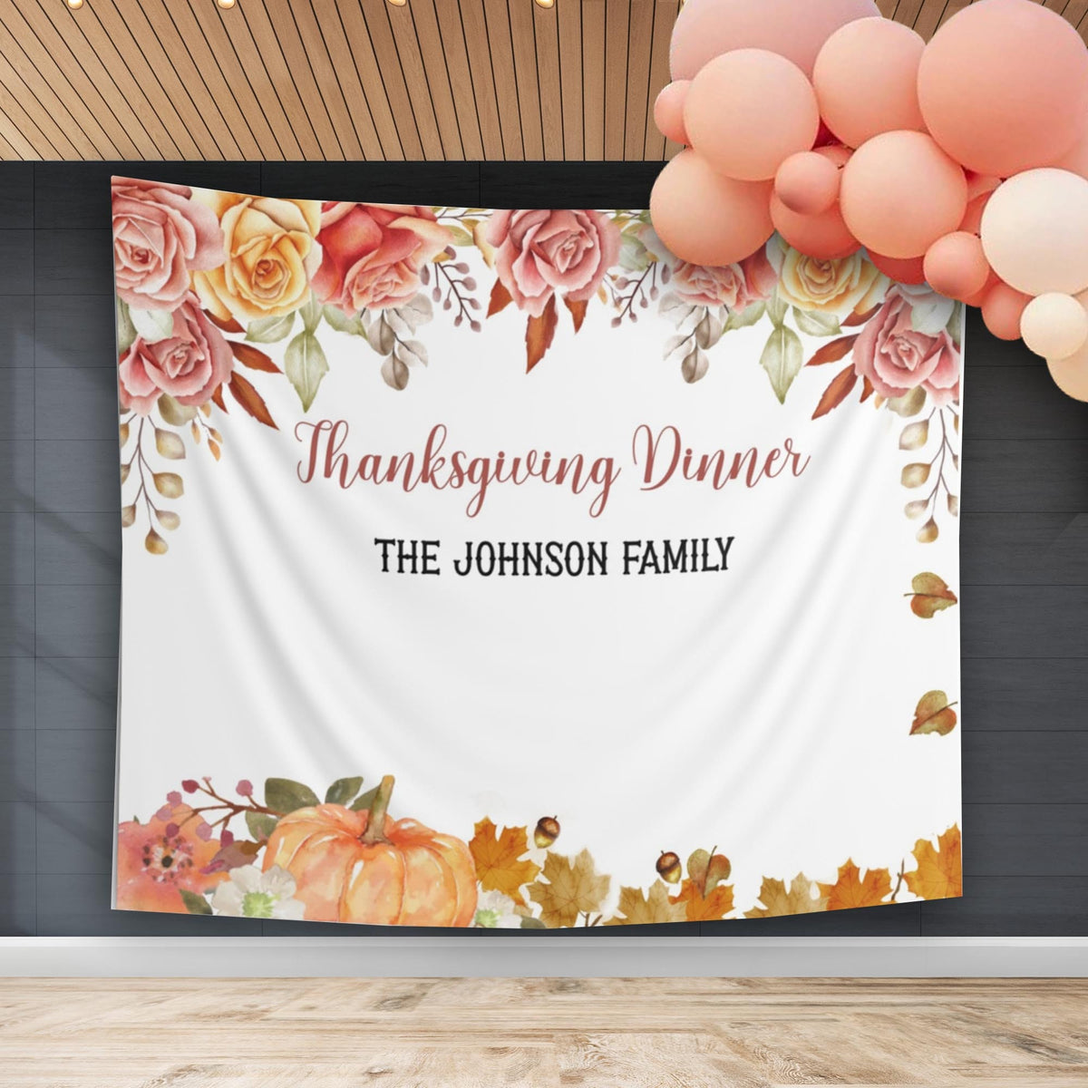 Boho Thanksgiving Dinner Backdrop Let's Give Thanks Decor Thanksgiving Banner