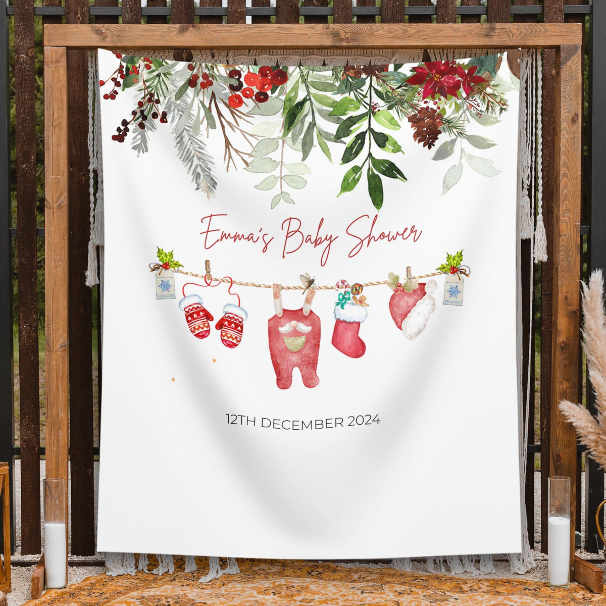 Christmas Baby Shower Backdrop Winter Baby Sprinkle Clothes Banner