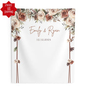 Pinecones Floral Festive Banner December Baby Shower Photo Booth