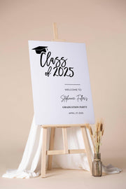 Class of 2025 Graduation Welcome Sign Custom Colors Minimalist Grad Party Foamboard High School Grad Hat Poster Senior College Matte Paper