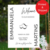 Printed Wedding Welcome Sign Minimalist Welcome Foamboard Modern Poster We're So Glad You're Here Personalized Entrance Sign