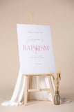 Minimalist Christening Decor Soft Pink Bow Poster Paper