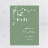 Hello Baby Blush Ribbon Minimalist Baby Sprinkle Poster Paper