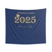 Custom Graduation Party Backdrop Class of 2025 Personalized High School Graduation Banner College Graduation Multiple Colors Grad Hat Decor