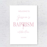 Christening Welcome Sign Printed & Shipped, Blush Pink Welcome To The Baptism Foam Board Minimalist Decor Soft Pink Bow Poster Paper Sign