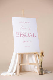 Printed Bridal Shower Welcome Sign Blush Coquette Bow Bachelorette Party Foamboard Pink Ribbon Engagement Poster Wedding Shower Future Mrs