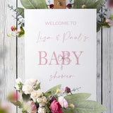 Blush Baby Shower Foam Board Coquette Bow Welcome Sign Baby Sprinkle Poster Paper