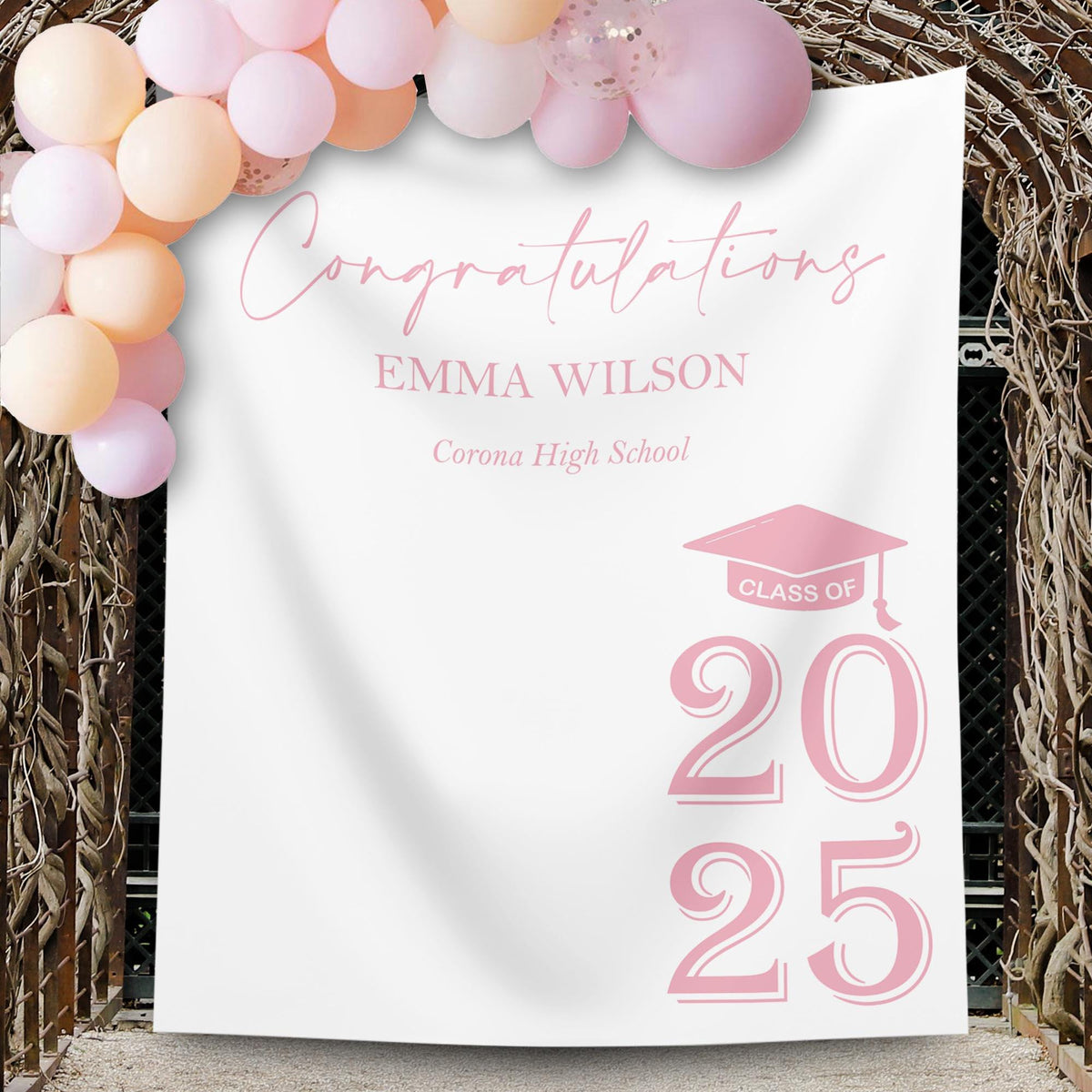 Blush Graduation Party Backdrop Soft Pink Class of 2025 Decor